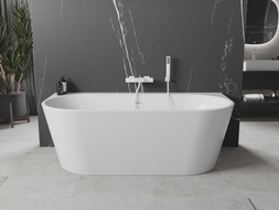 Mexen Oval+ самостоятелна вана за монтаж 170 x 80 см, бяла, бял преливник