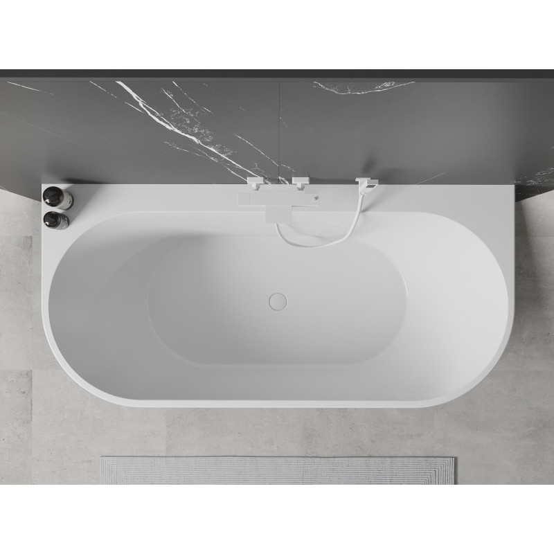 Mexen Oval+ самостоятелна вана за монтаж 170 x 80 см, бяла, бял преливник