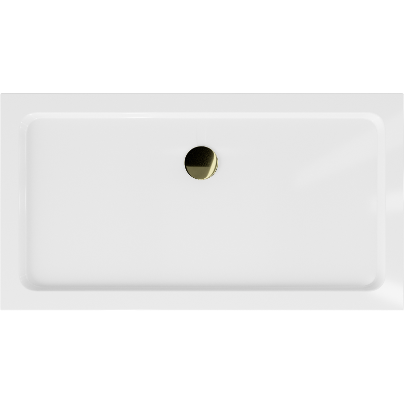 Mexen Flat правоъгълна тънка душова корито 120 x 70 cm, бял, златен сифон - 40107012G