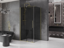 Mexen Velar плъзгаща се душ кабина 100 x 80 см, графит, златно матирано - 871-100-080-41-55