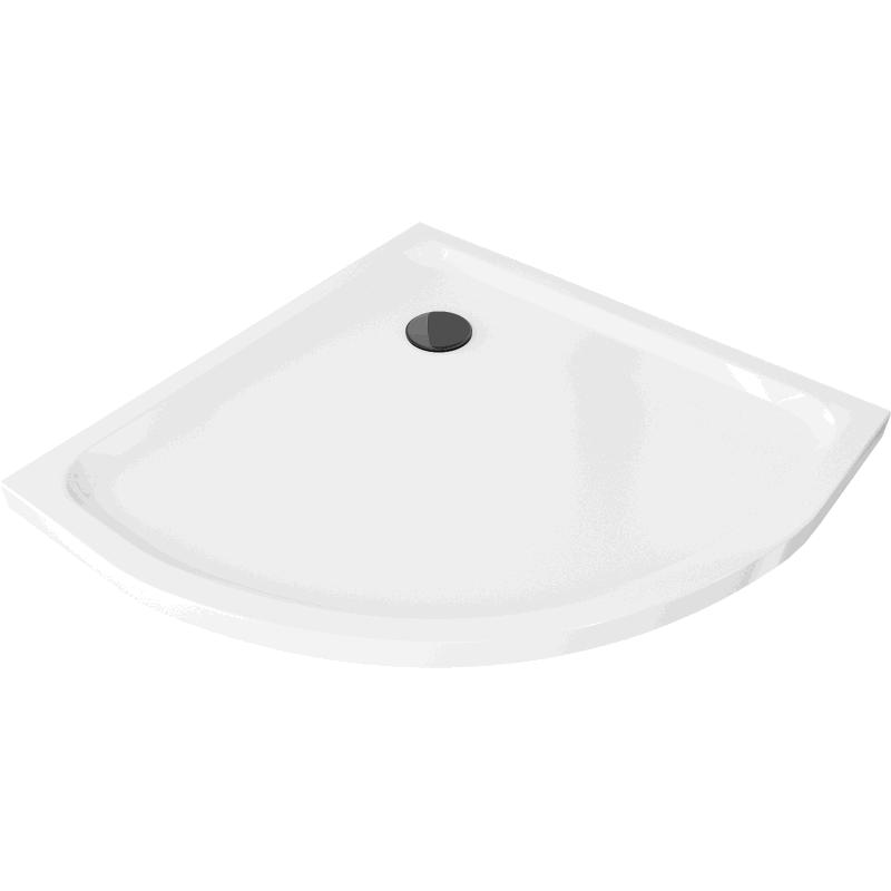 Mexen Flat полуобъл тънък душ кабина 90 x 90 см, бял, сифон черен - 41109090B