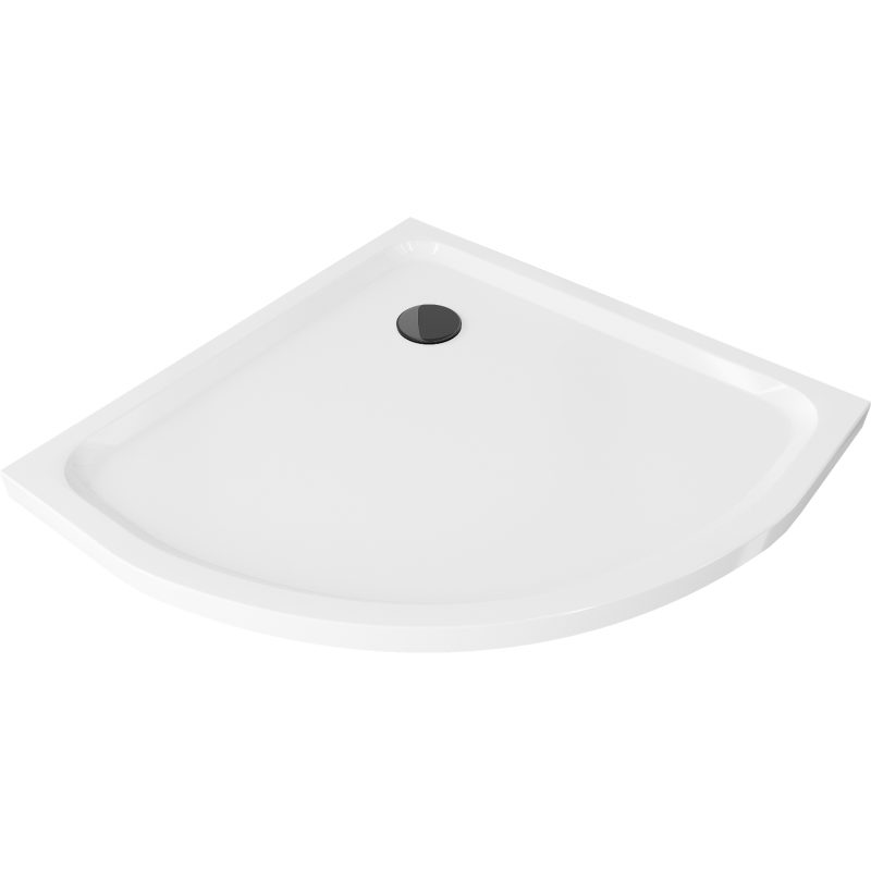 Mexen Flat полукръгъл slim 70 x 70 см, бял, черен сифон - 41107070B