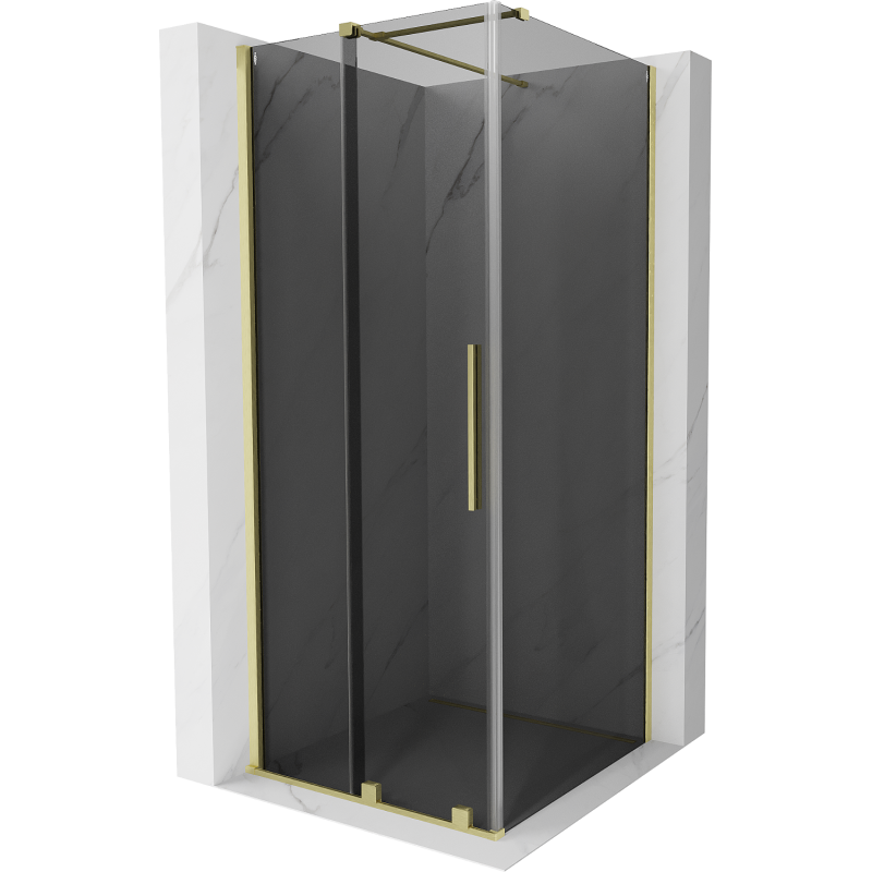 Mexen Velar плъзгаща душ кабина 120 x 120 см, графит, златисто четкано - 871-120-120-41-55