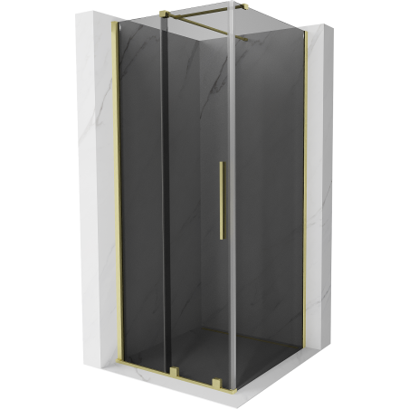 Mexen Velar плъзгаща душ кабина 120 x 120 см, графит, златисто четкано - 871-120-120-41-55