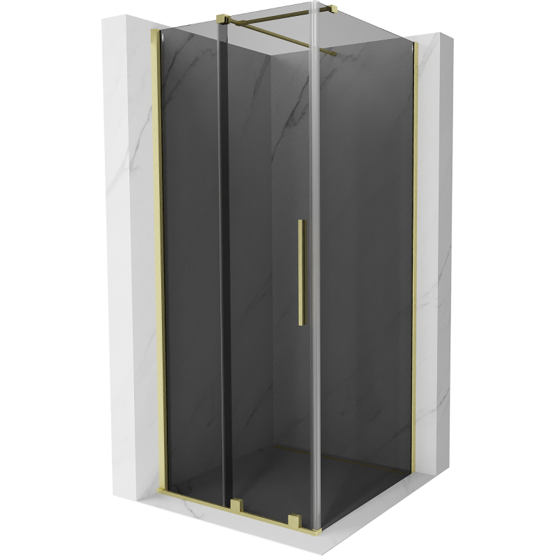 Mexen Velar плъзгаща се душ кабина 110 x 110 см, графит, златен матиран - 871-110-110-41-55