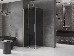 Mexen Velar плъзгаща се душ кабина 110 x 110 см, графит, златен матиран - 871-110-110-41-55