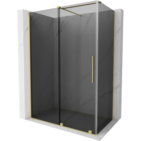 Mexen Velar плъзгаща се душ кабина 160 x 70 cm, графит, златисто четкано - 871-160-070-41-55