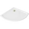 Mexen Flat полузаоблен плосък поддушов крак 90 x 90 cm, бял, сифон златен - 41109090G