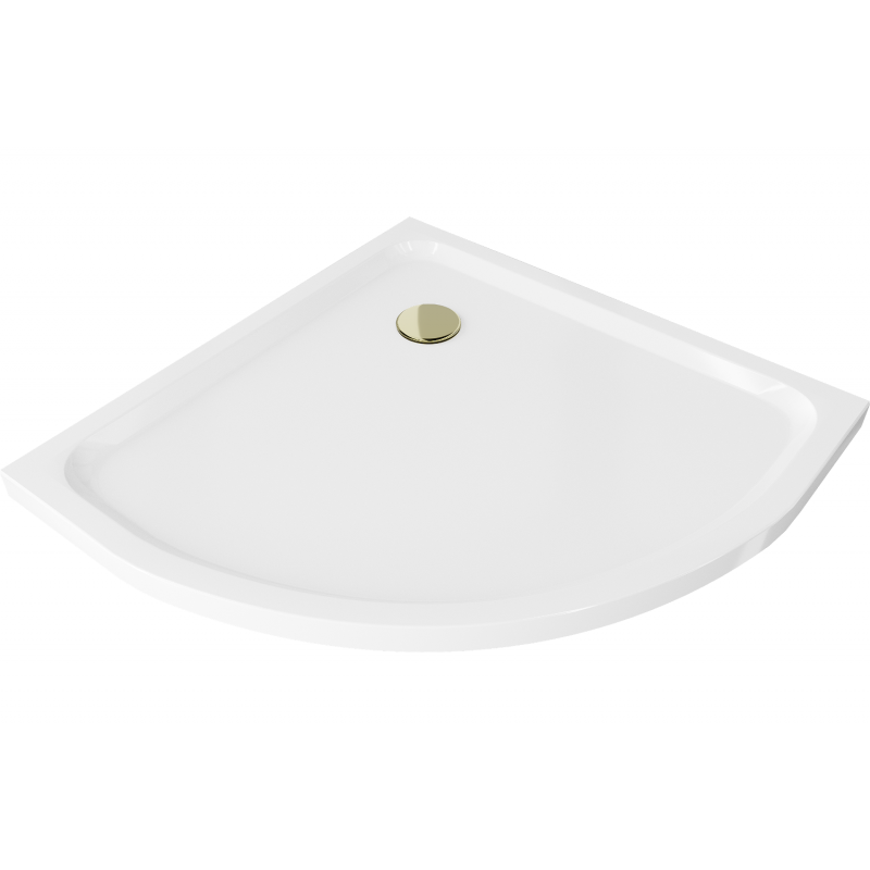 Mexen Flat полукръгло корито slim 80 x 80 cm, бяло, сифон златен - 41108080G