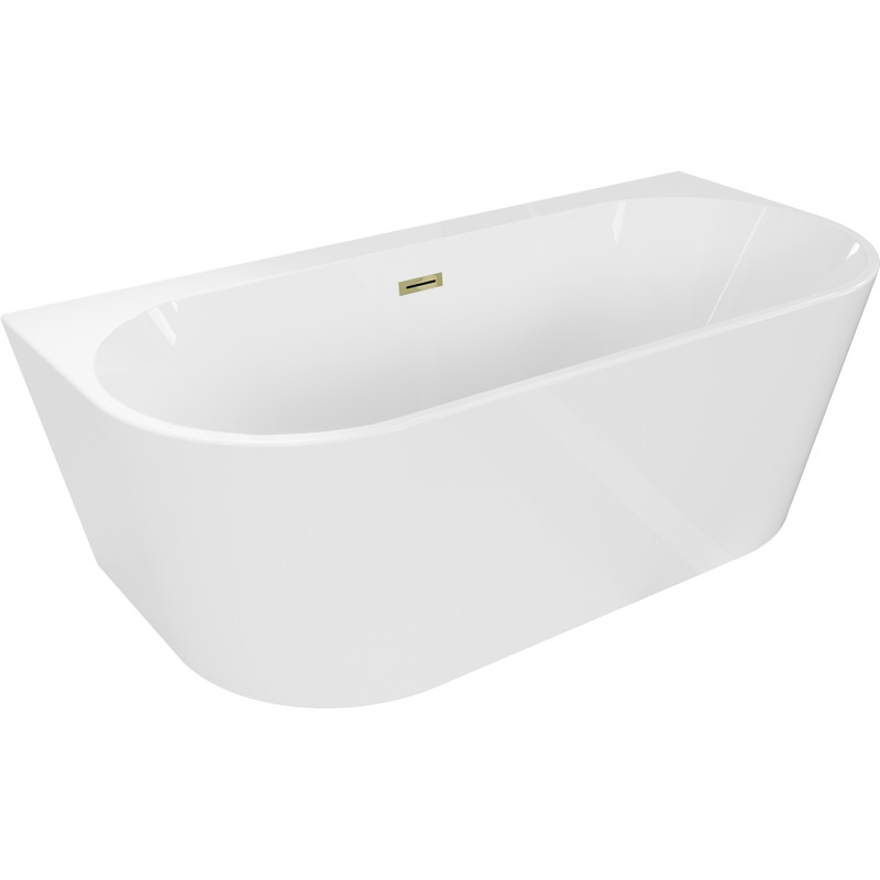 Mexen Oval+ самостоятелна стояща вана до стената 170 x 80 cm, бяла, златен
