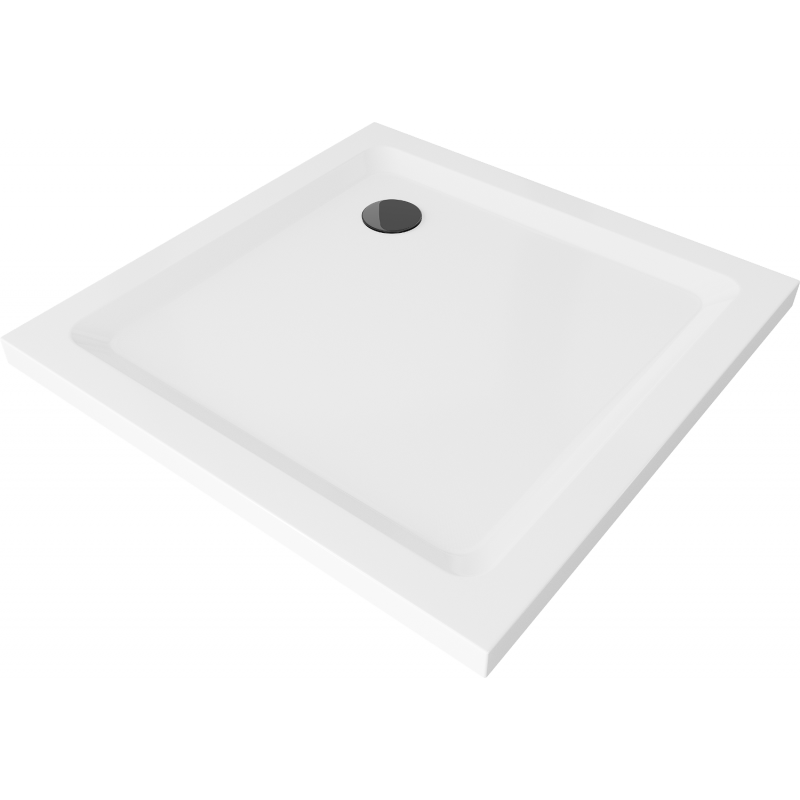 Mexen Flat квадратен душ 90 x 90 см, бял, черен сифо - 40109090B