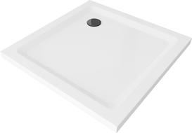 Mexen Flat квадратен душ 90 x 90 см, бял, черен сифо - 40109090B
