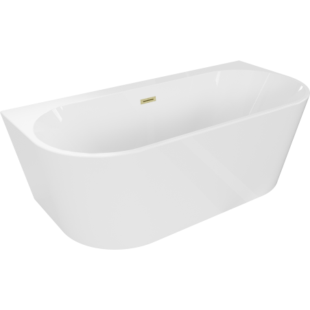 Mexen Oval+ свободностояща вана до стената 170 x 80 см, бяла, преливник златист матиран - 52681708000-55