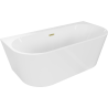 Mexen Oval+ свободностояща вана до стената 170 x 80 см, бяла, преливник златист матиран - 52681708000-55