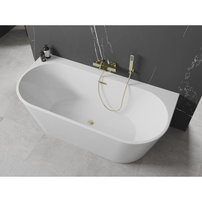 Mexen Oval+ самостоятелно стояща вана за монтиране до стена 170 x 80 см, бяла, с