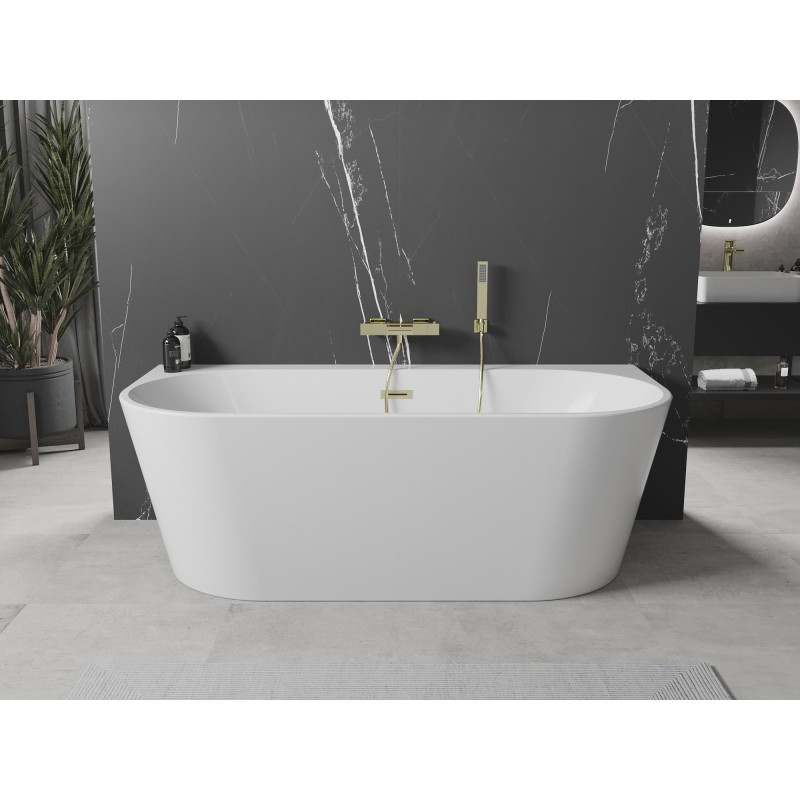 Mexen Oval+ самостоятелно стояща вана за монтиране до стена 170 x 80 см, бяла, с
