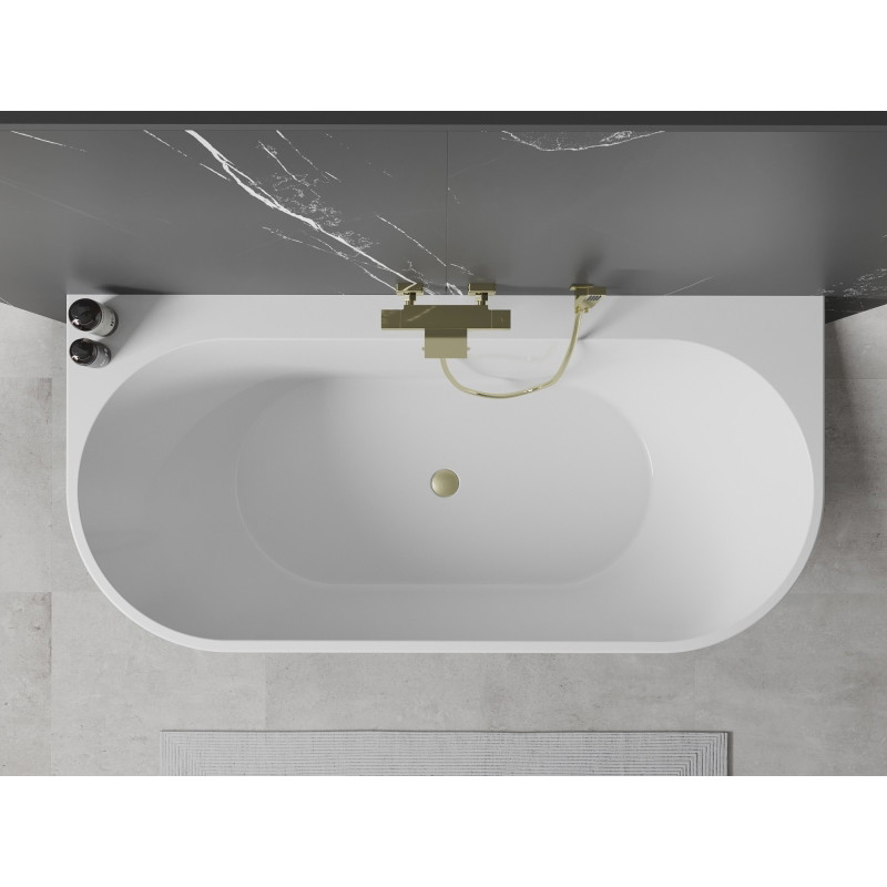 Mexen Oval+ самостоятелно стояща вана за монтиране до стена 170 x 80 см, бяла, с