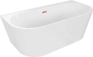 Mexen Oval+ свободностояща вана до стената 170 x 80 cm, бяла, преливник четкана