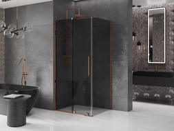 Mexen Velar плъзгаща се душ кабина 100 x 70 см, графит, розово злато - 871-100-070-41-60