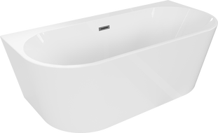 Mexen Oval+ свободностояща акрилна вана 170 x 80 cm, бяла, преливник gun gray