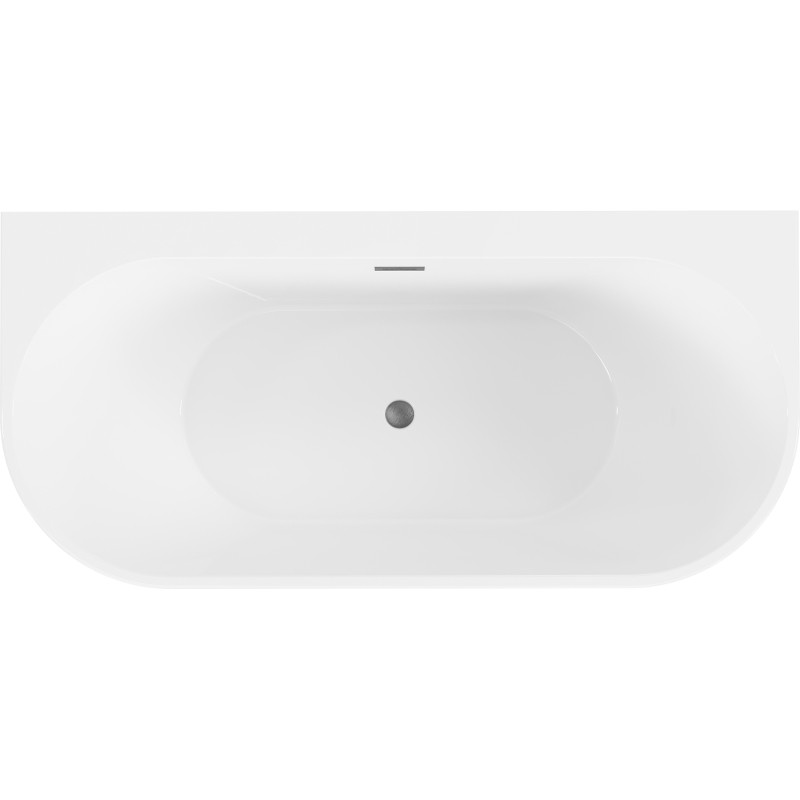 Mexen Oval+ свободностояща акрилна вана 170 x 80 cm, бяла, преливник gun gray