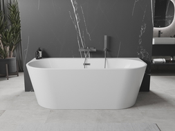 Mexen Oval+ самостоятелна вана до стената 170 x 80 cm, бяла, преливане gun gray четкан - 52681708000-66
