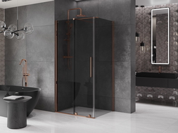 Mexen Velar плъзгаща се душ кабина 110 x 100 см, графит, розово злато - 871-110-100-41-60