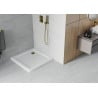 Mexen Flat квадратен душ-под 100 x 100 см, бял, златен сифón - 40101010G