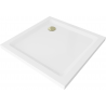 Mexen Flat квадратен душов поддушник Slim 90 x 90 cm, бял, златен сифон - 40109090G