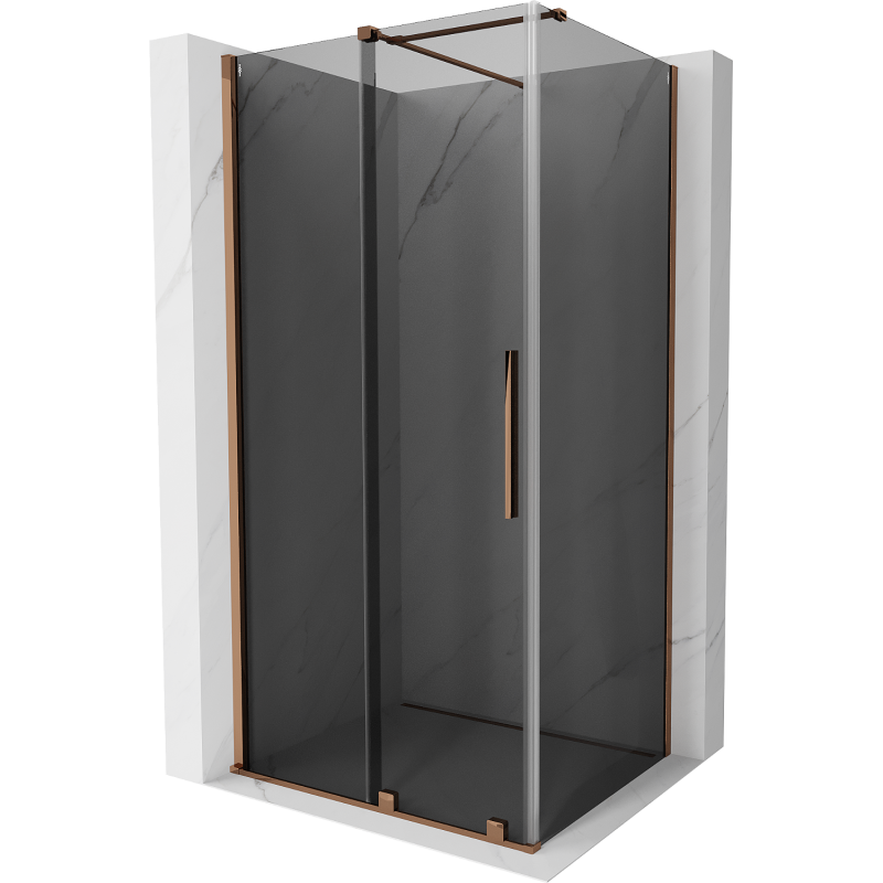 Mexen Velar разтегателна душ кабина 130 x 85 см, графит, розово злато - 871-130-085-41-60