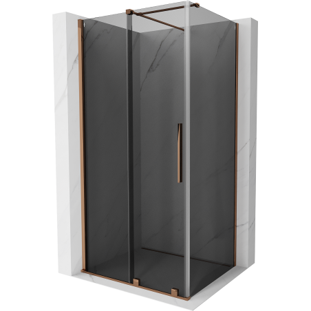 Mexen Velar плъзгаща се душ кабина 130 x 90 cm, графит, розово злато - 871-130-090-41-60