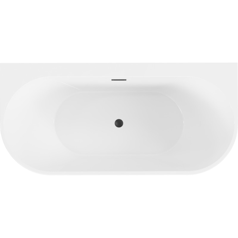 Mexen Oval+ вградена свободностояща вана 170 x 80 см, бяла, черен преливник