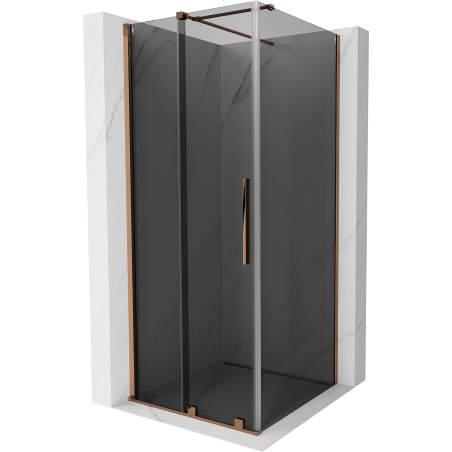 Mexen Velar плъзгаща душ кабина 120 x 120 см, графит, розово злато - 871-120-120-41-60