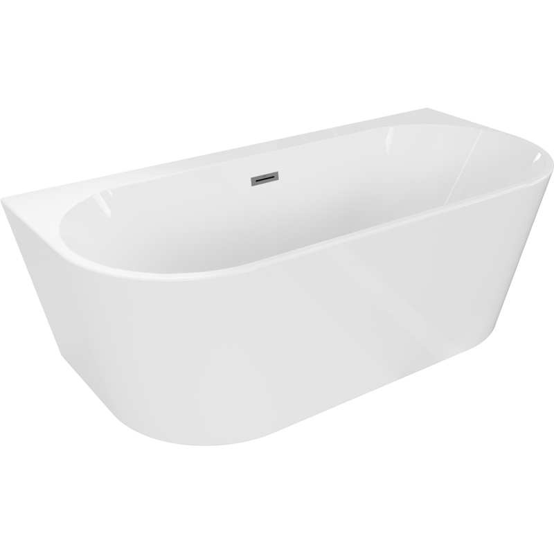 Mexen Oval+ самостоятелна прилежаща вана 170 x 80 см, бяла, преливник gun metal - 52681708000-95