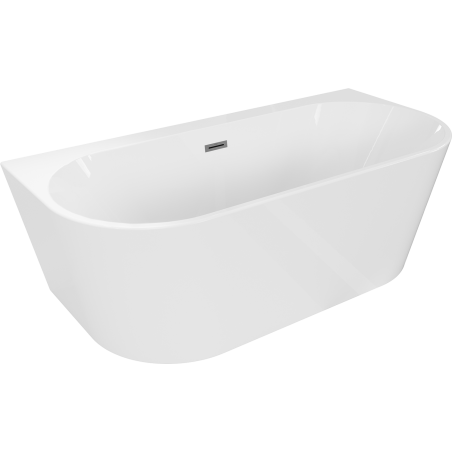 Mexen Oval+ свободностояща вана близо до стената 170 x 80 см, бяла, преливник gun