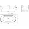 Mexen Oval+ свободностояща вана за стена 170 x 80 см, бяла, преливник от четкан