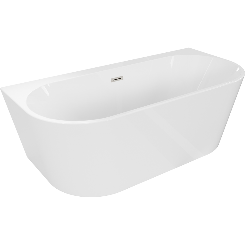 Mexen Oval+ свободностояща вана прилежаща към стената 170 x 80 см, бяла, преливник от четкан никел - 52681708000-97