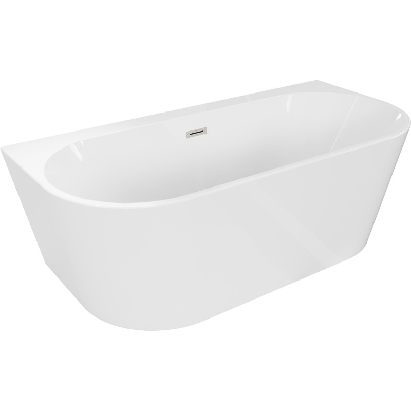 Mexen Oval+ свободностояща вана за стена 170 x 80 см, бяла, преливник от четкан