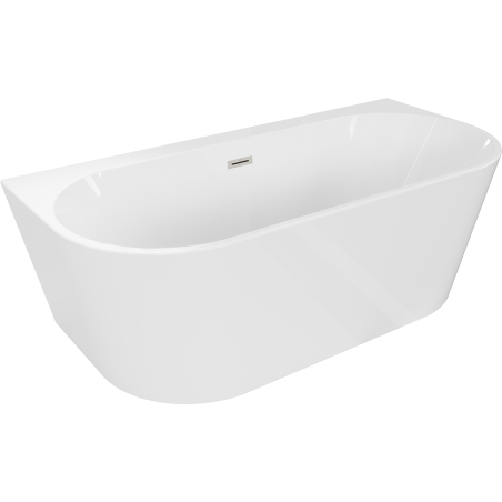 Mexen Oval+ свободностояща вана за стена 170 x 80 см, бяла, преливник от четкан