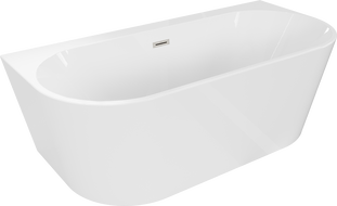Mexen Oval+ свободностояща вана за стена 170 x 80 см, бяла, преливник от четкан