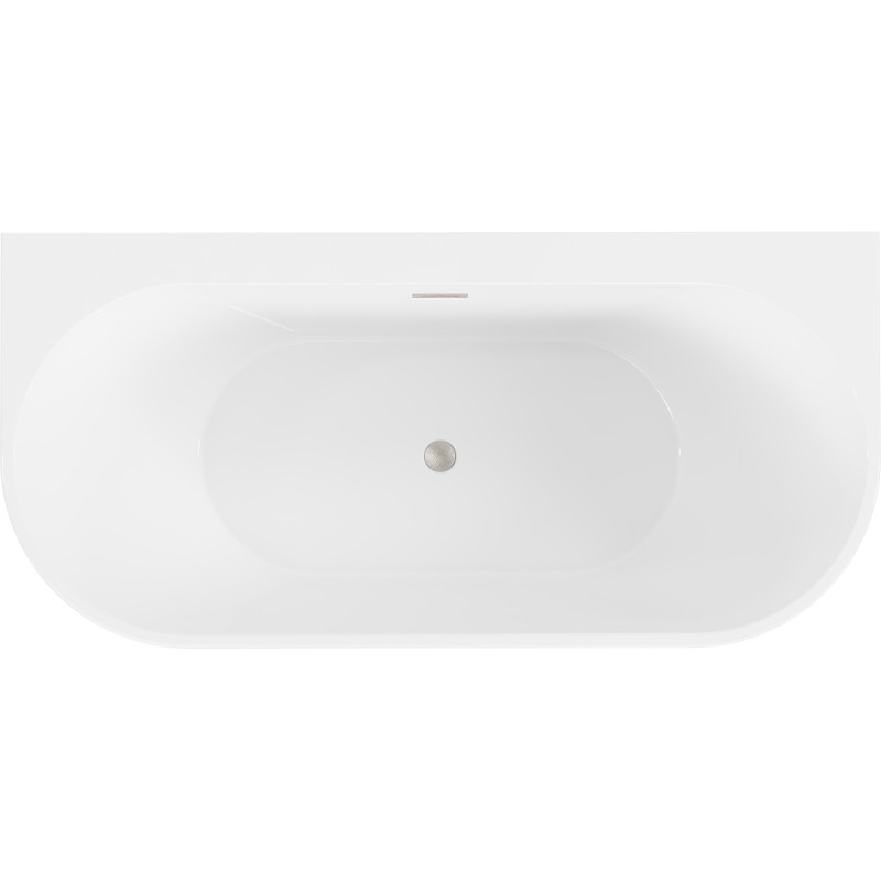 Mexen Oval+ свободностояща вана за стена 170 x 80 см, бяла, преливник от четкан