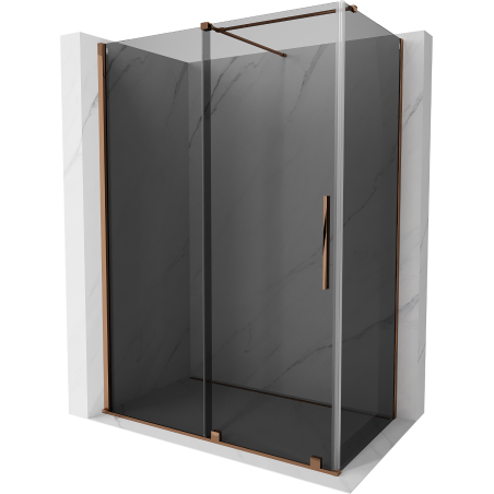 Mexen Velar плъзгаща се душ кабина 150 x 85 cm, графит, розово злато - 871-150-085-41-60