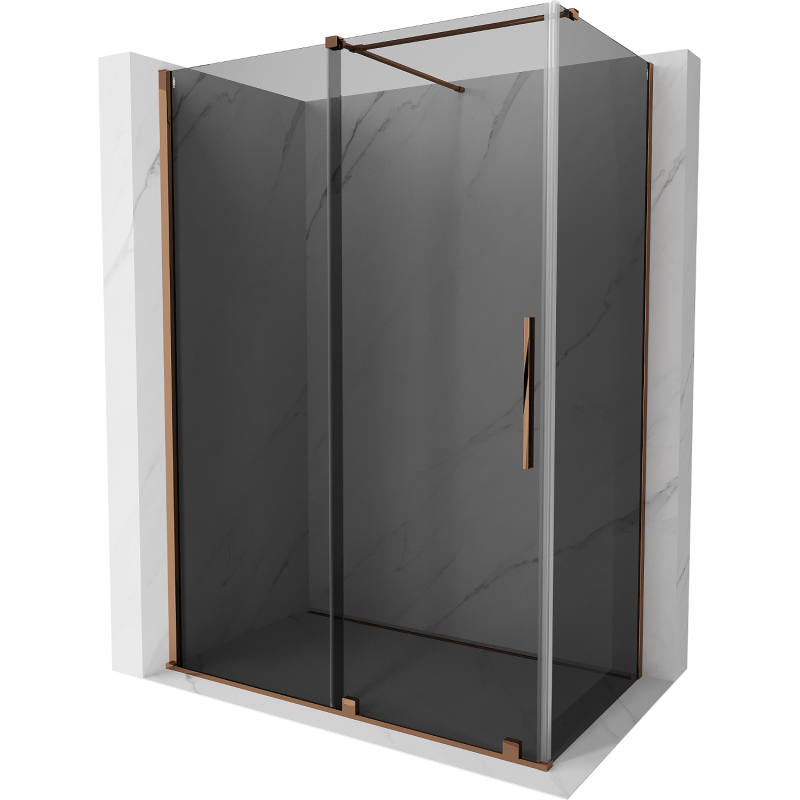 Mexen Velar плъзгаща се душ кабина 150 x 90 см, графит, розово злато - 871-150-090-41-60