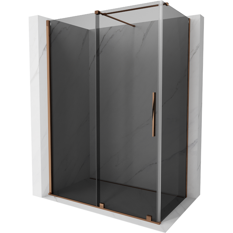Mexen Velar плъзгаща се душ кабина 160 x 85 cm, графит, розово злато - 871-160-085-41-60