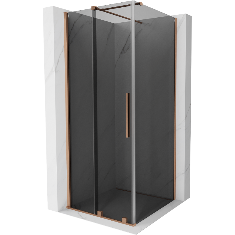 Mexen Velar плъзгаща се душ кабина 90 x 90 cm, графит, матиран мед - 871-090-090-41-65