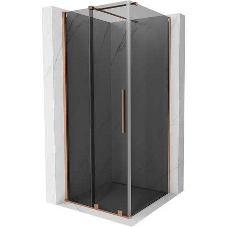 Mexen Velar плъзгаща се душ кабина 100 x 100 cm, графит, изчеткана мед - 871-100-100-41-65