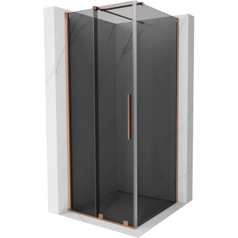 Mexen Velar плъзгаща се душ кабина 110 x 110 см, графит, полирана мед - 871-110-110-41-65