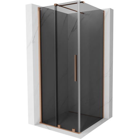 Mexen Velar плъзгаща се душ кабина 110 x 110 см, графит, полирана мед - 871-110-110-41-65