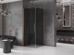 Mexen Velar плъзгаща се душ кабина 120 x 120 см, графит, четкана мед - 871-120-120-41-65