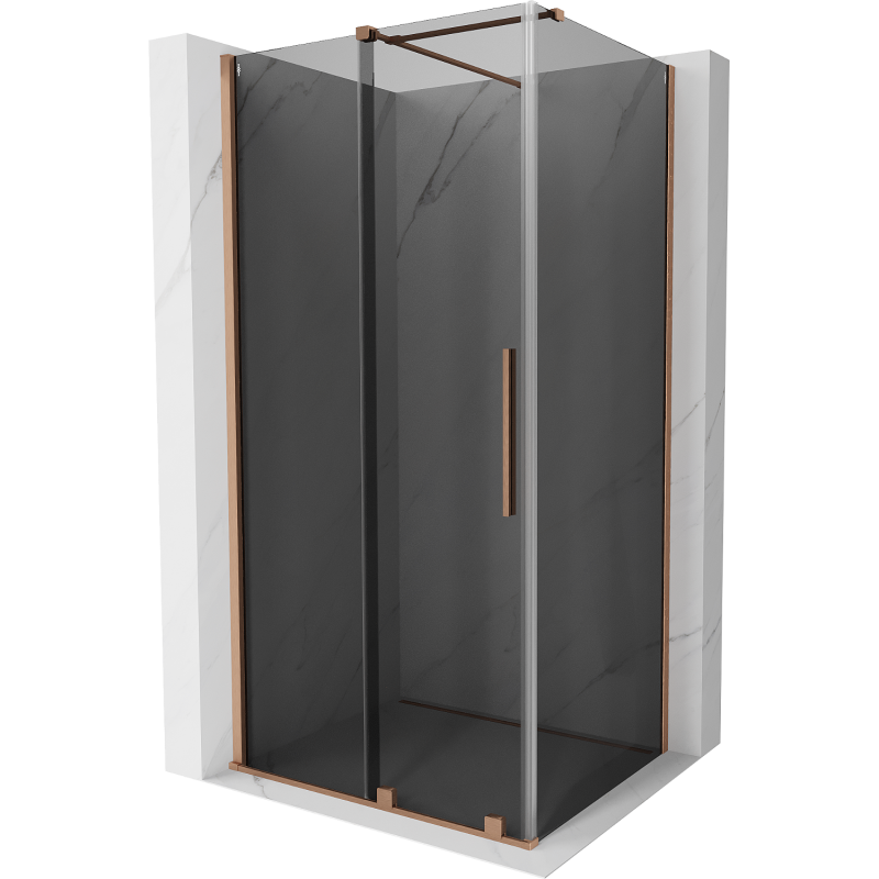 Mexen Velar плъзгаща се душ кабина 90 x 70 см, графит, четкана мед - 871-090-070-41-65